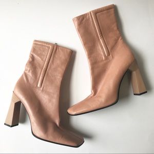 Mui Miu shimmer pink leather boots